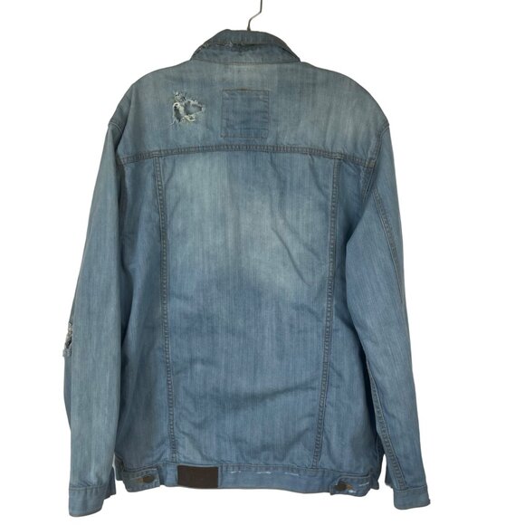 Nostic Distressed Denim Jacket Shirt Mens XXL Light Wash - Picture 2 of 11